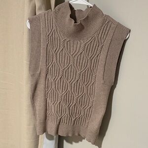 Cyrus Taupe Cowl Neck Sweater Vest
